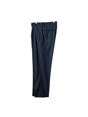 90s Alan Flusser Mens Dress Pants 32x30 Blue Cuffed Pleated Trousers Classic Tai